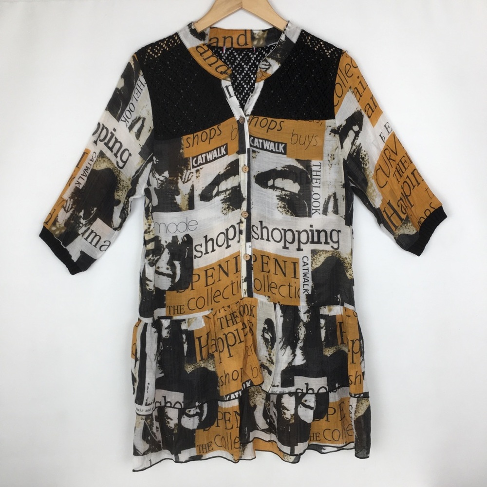Live 4 Truth Newspaper Inspired Street Fashion Tunic Shirtdress Yellow Black